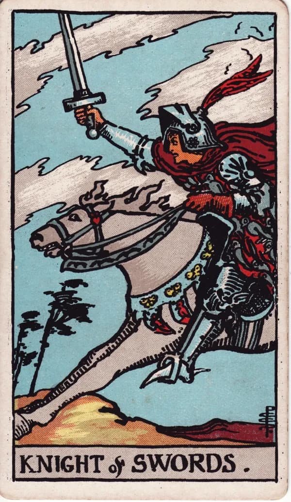 Carta Cavaleiro de Espadas do tarot