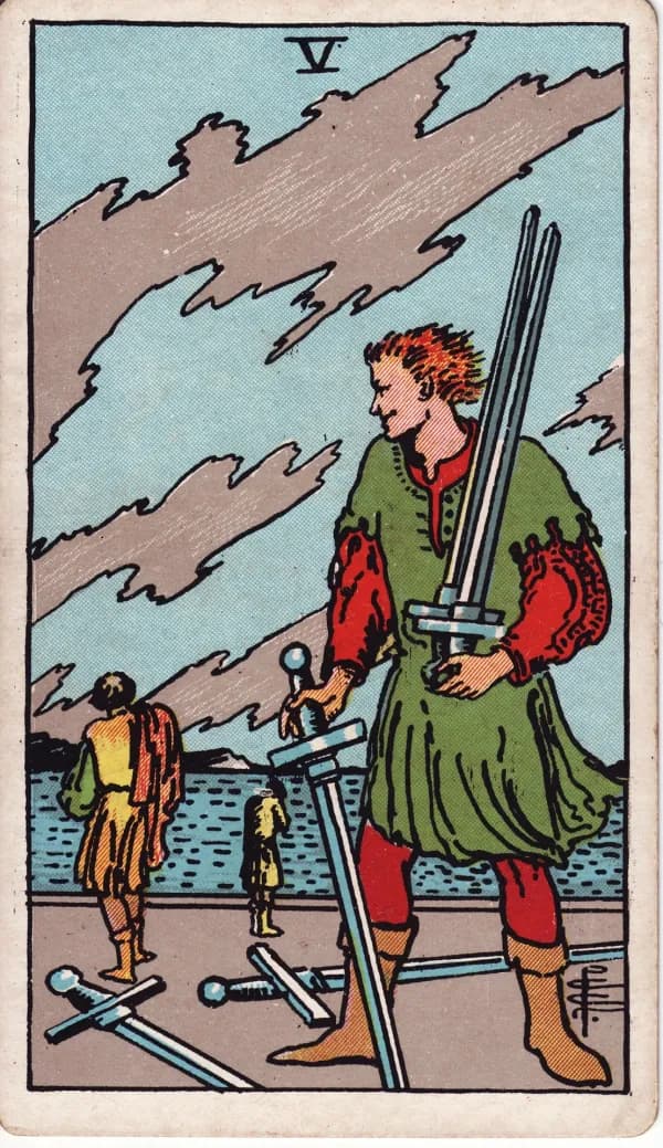 Carta Cinco de Espadas do tarot