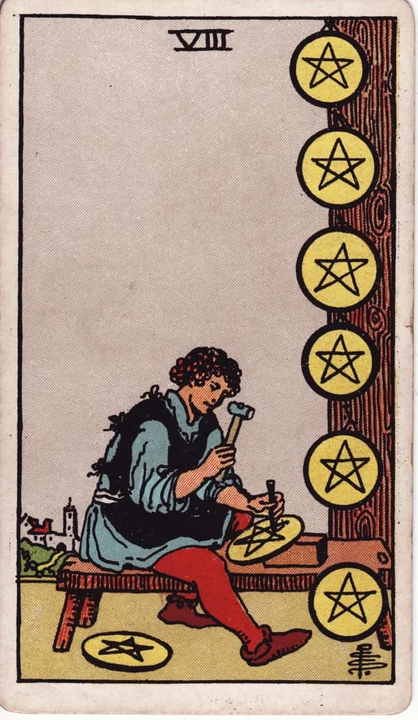 Carta Oito de Ouros do tarot