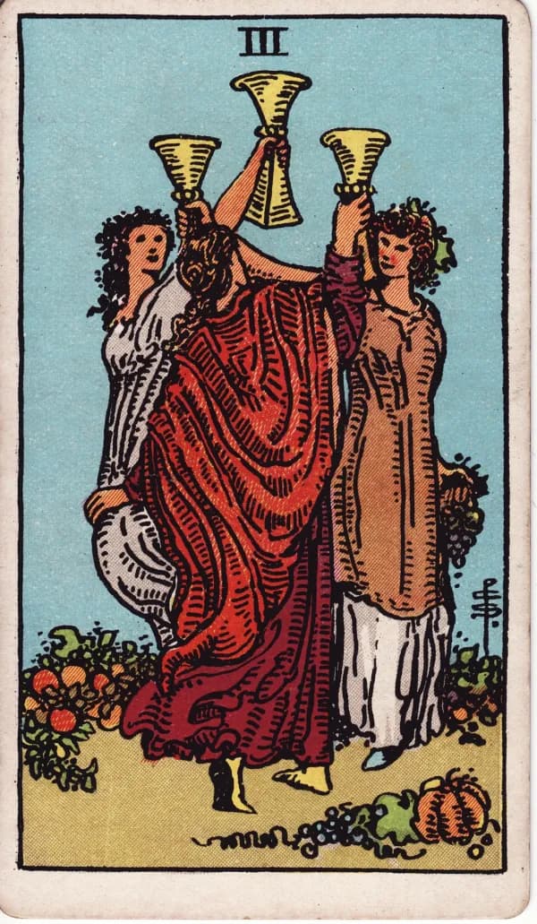 Carta Três de Copas do tarot