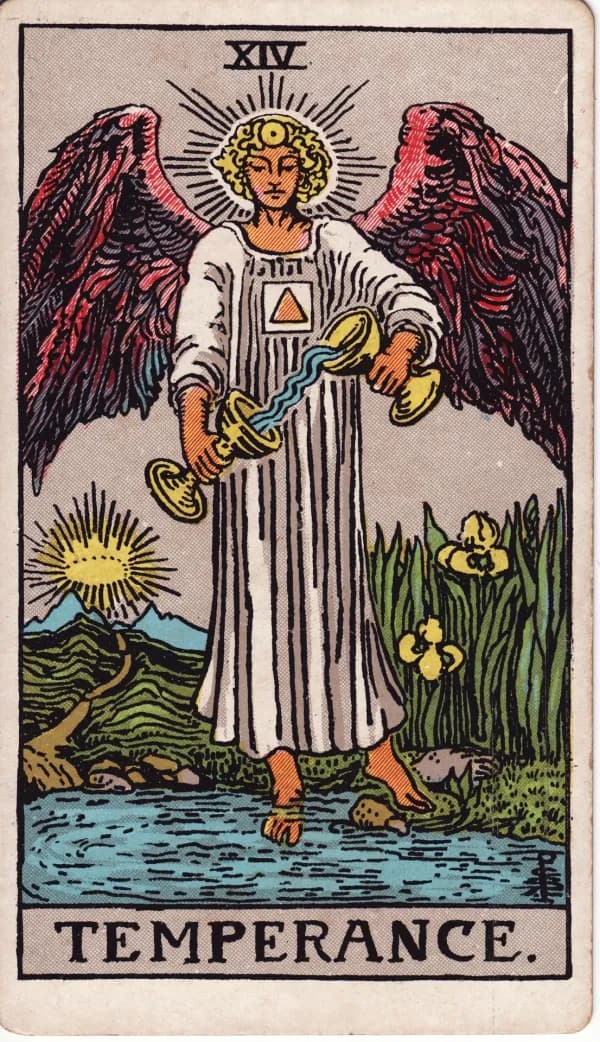 Carta A Temperança do tarot (arcano 14)