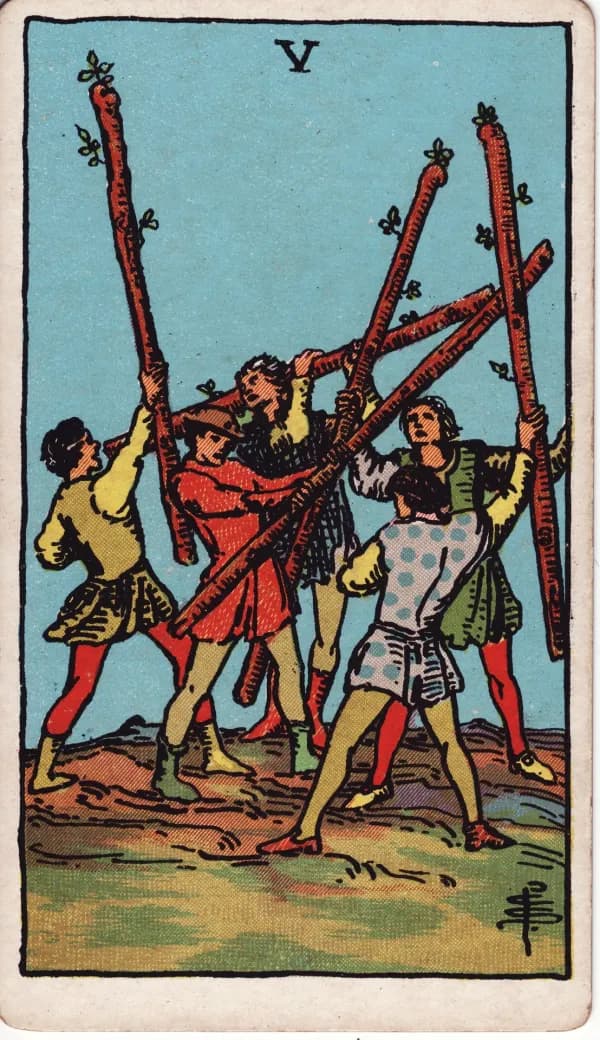 Carta Cinco de Paus do tarot