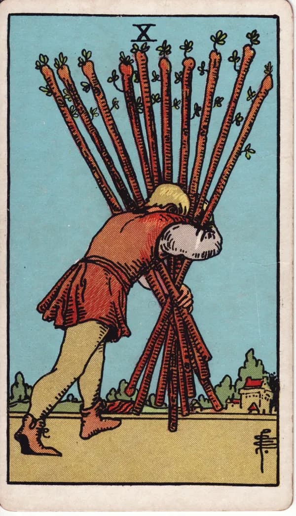 Carta Dez de Paus do tarot