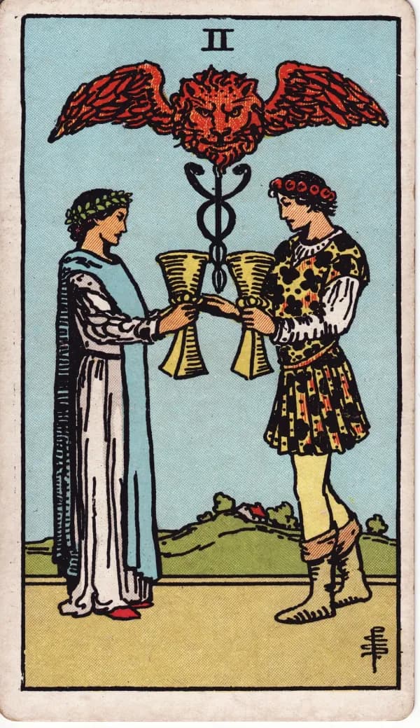 Carta Dois de Copas do tarot