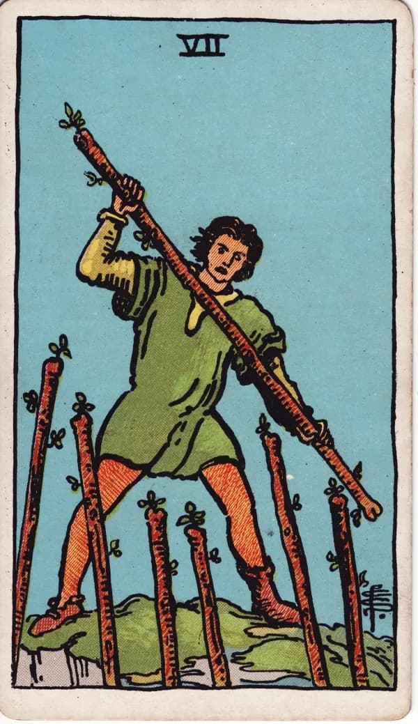 Carta Sete de Paus do tarot
